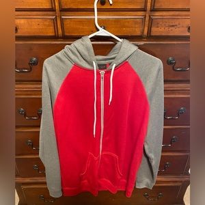 Men’s Two Tone Zip up Hoodie Grey/Red